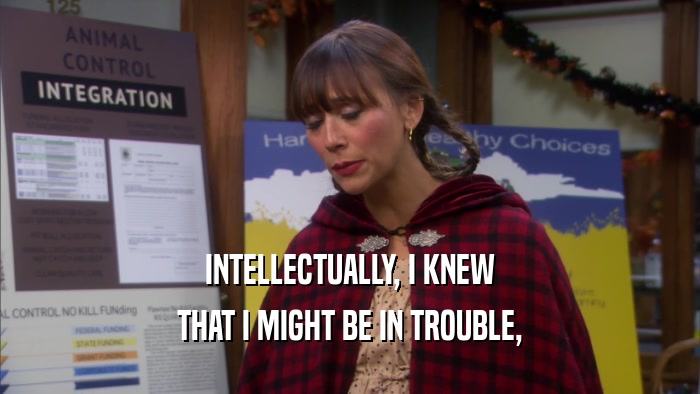 INTELLECTUALLY, I KNEW THAT I MIGHT BE IN TROUBLE, 