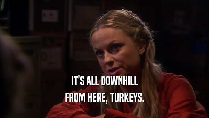 IT'S ALL DOWNHILL FROM HERE, TURKEYS. 