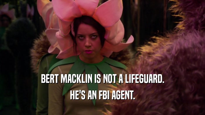 BERT MACKLIN IS NOT A LIFEGUARD. HE'S AN FBI AGENT. 