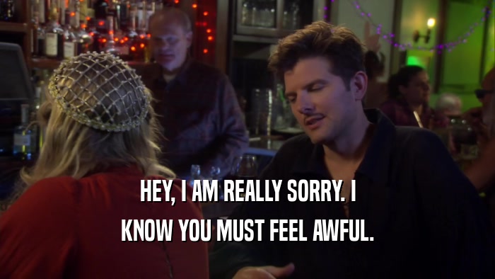 HEY, I AM REALLY SORRY. I KNOW YOU MUST FEEL AWFUL. 