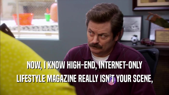 NOW, I KNOW HIGH-END, INTERNET-ONLY LIFESTYLE MAGAZINE REALLY ISN'T YOUR SCENE, 