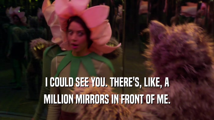 I COULD SEE YOU. THERE'S, LIKE, A MILLION MIRRORS IN FRONT OF ME. 