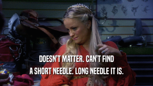 DOESN'T MATTER. CAN'T FIND A SHORT NEEDLE. LONG NEEDLE IT IS. 