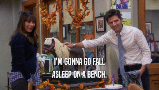 I'M GONNA GO FALL ASLEEP ON A BENCH. 
