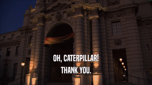 OH, CATERPILLAR!
 THANK YOU.
 