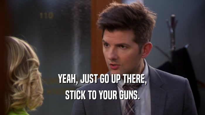 YEAH, JUST GO UP THERE, STICK TO YOUR GUNS. 