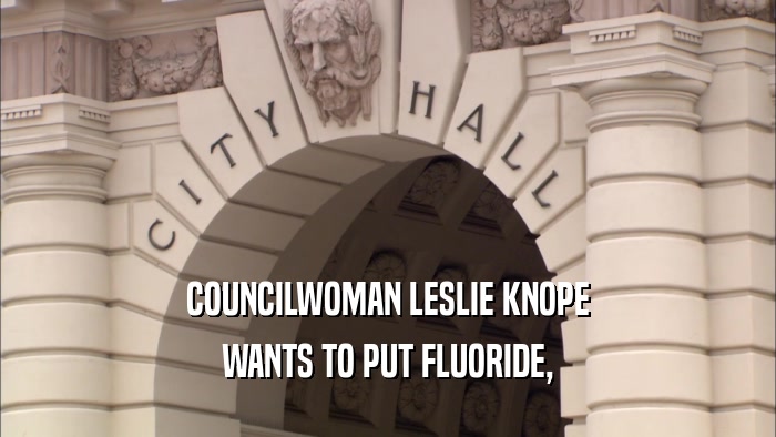 COUNCILWOMAN LESLIE KNOPE
 WANTS TO PUT FLUORIDE,
 