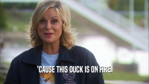 'CAUSE THIS DUCK IS ON FIRE.
  