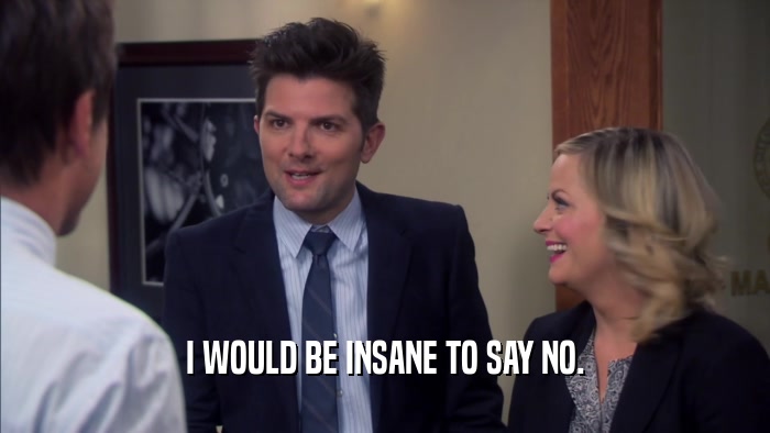 I WOULD BE INSANE TO SAY NO.  