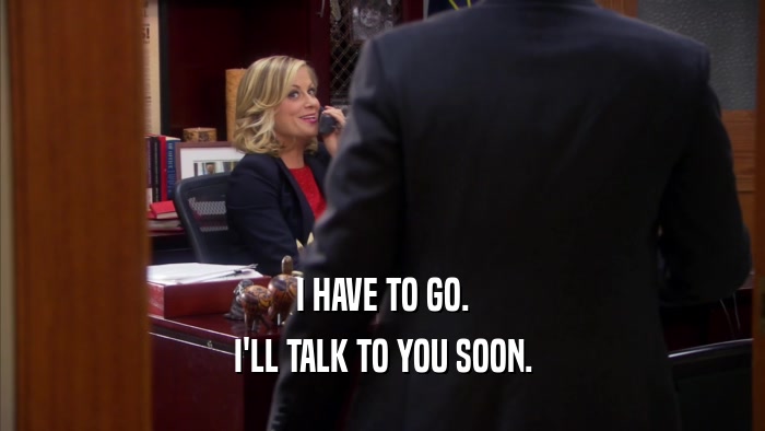 I HAVE TO GO. I'LL TALK TO YOU SOON. 