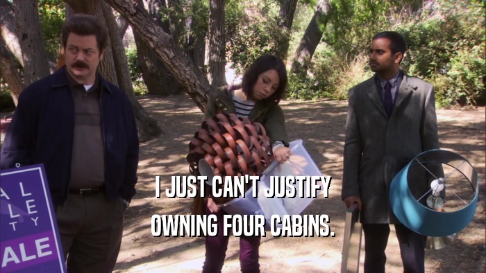 I JUST CAN'T JUSTIFY OWNING FOUR CABINS. 