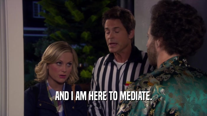 AND I AM HERE TO MEDIATE.  