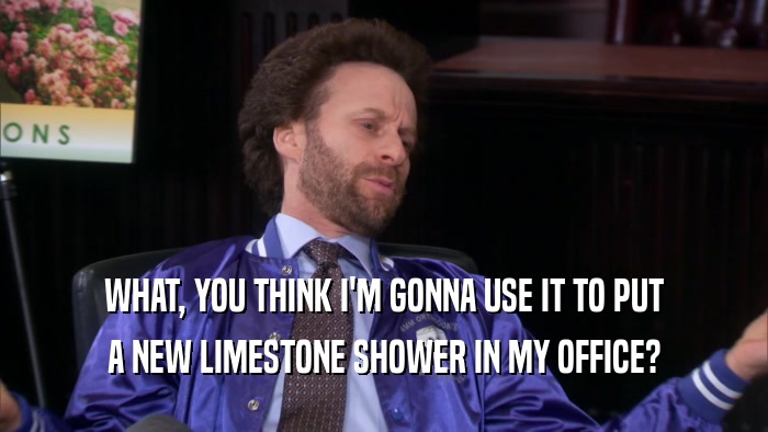 WHAT, YOU THINK I'M GONNA USE IT TO PUT A NEW LIMESTONE SHOWER IN MY OFFICE? 