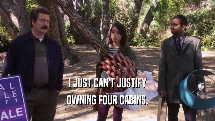 I JUST CAN'T JUSTIFY OWNING FOUR CABINS. 