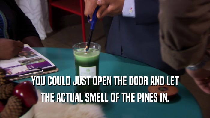 YOU COULD JUST OPEN THE DOOR AND LET
 THE ACTUAL SMELL OF THE PINES IN.
 