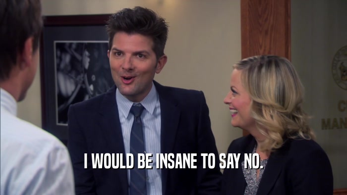 I WOULD BE INSANE TO SAY NO.  