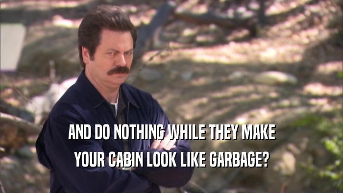 AND DO NOTHING WHILE THEY MAKE YOUR CABIN LOOK LIKE GARBAGE? 