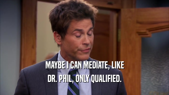 MAYBE I CAN MEDIATE, LIKE DR. PHIL, ONLY QUALIFIED. 