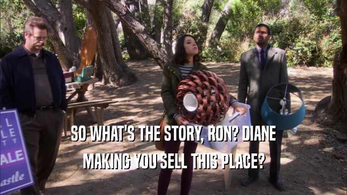 SO WHAT'S THE STORY, RON? DIANE MAKING YOU SELL THIS PLACE? 