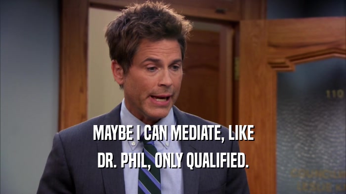 MAYBE I CAN MEDIATE, LIKE DR. PHIL, ONLY QUALIFIED. 