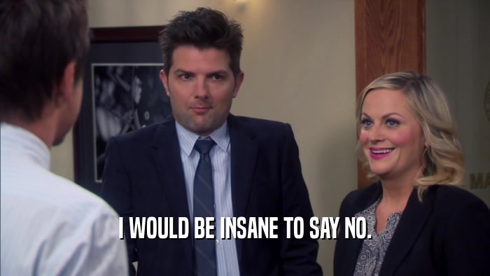 I WOULD BE INSANE TO SAY NO.  