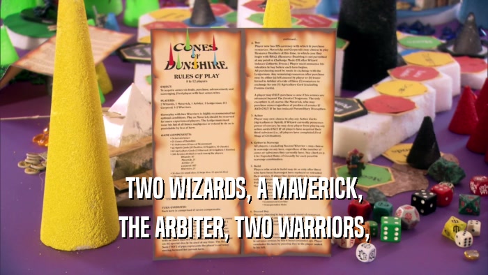 TWO WIZARDS, A MAVERICK, THE ARBITER, TWO WARRIORS, 