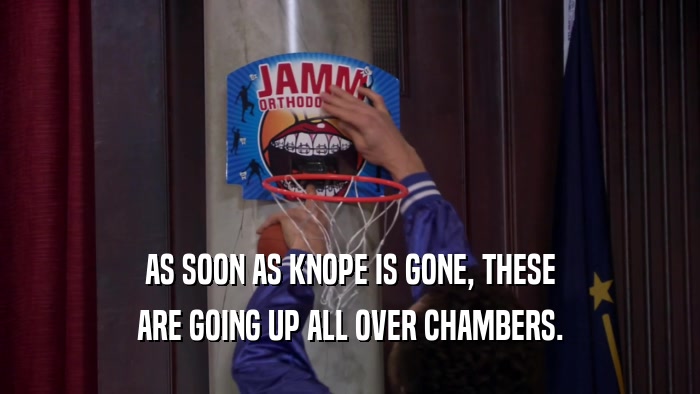 AS SOON AS KNOPE IS GONE, THESE ARE GOING UP ALL OVER CHAMBERS. 