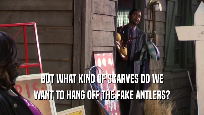 BUT WHAT KIND OF SCARVES DO WE WANT TO HANG OFF THE FAKE ANTLERS? 