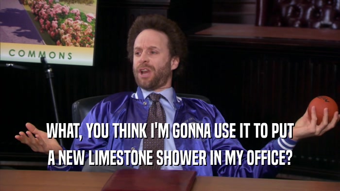 WHAT, YOU THINK I'M GONNA USE IT TO PUT A NEW LIMESTONE SHOWER IN MY OFFICE? 