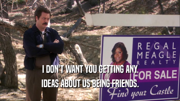 I DON'T WANT YOU GETTING ANY IDEAS ABOUT US BEING FRIENDS. 