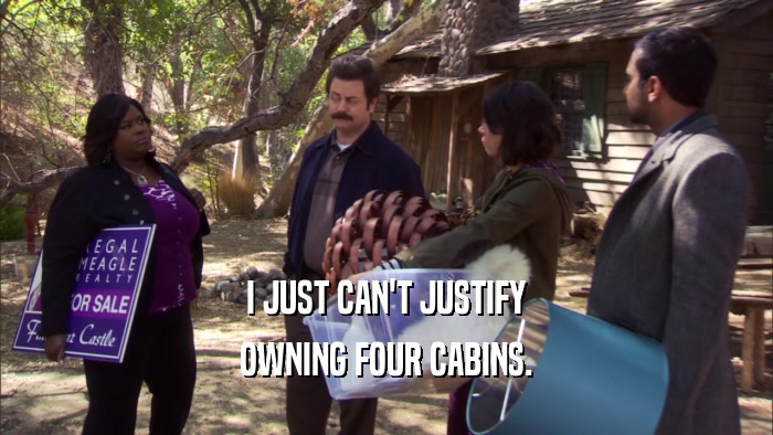 I JUST CAN'T JUSTIFY OWNING FOUR CABINS. 