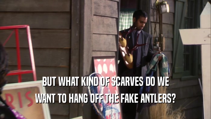BUT WHAT KIND OF SCARVES DO WE WANT TO HANG OFF THE FAKE ANTLERS? 
