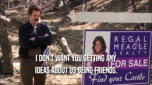 I DON'T WANT YOU GETTING ANY IDEAS ABOUT US BEING FRIENDS. 