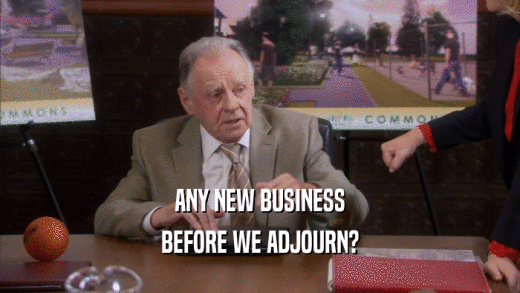 ANY NEW BUSINESS BEFORE WE ADJOURN? 