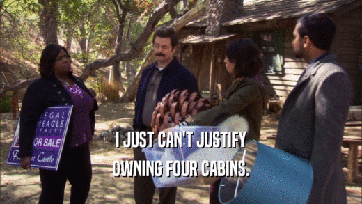 I JUST CAN'T JUSTIFY OWNING FOUR CABINS. 