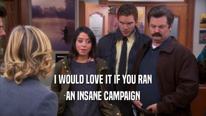 I WOULD LOVE IT IF YOU RAN AN INSANE CAMPAIGN 