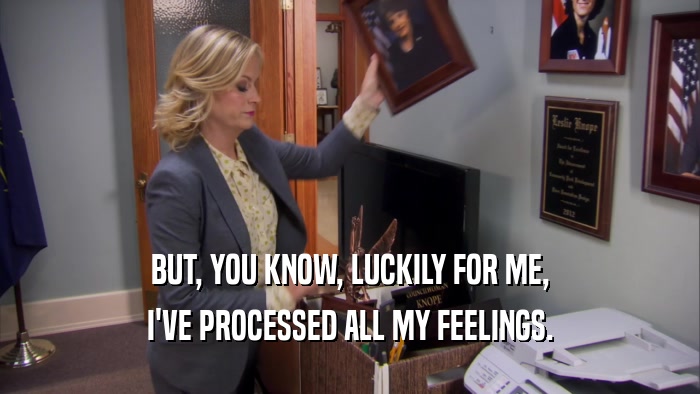 BUT, YOU KNOW, LUCKILY FOR ME, I'VE PROCESSED ALL MY FEELINGS. 