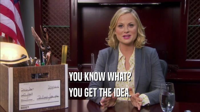 YOU KNOW WHAT? YOU GET THE IDEA. 