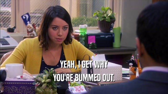 YEAH, I GET WHY YOU'RE BUMMED OUT. 