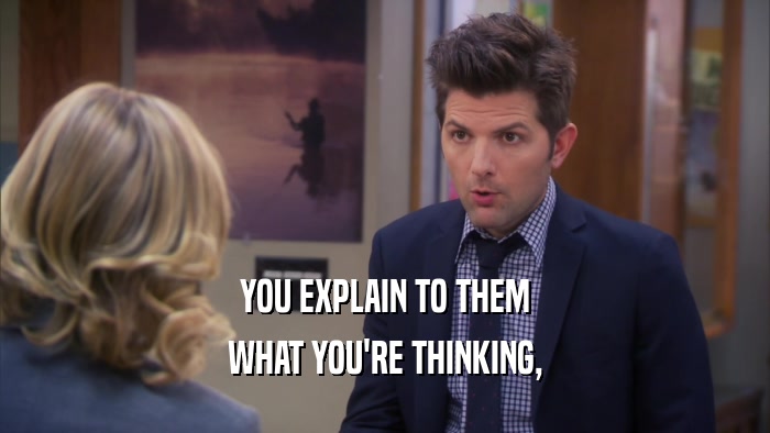 YOU EXPLAIN TO THEM WHAT YOU'RE THINKING, 