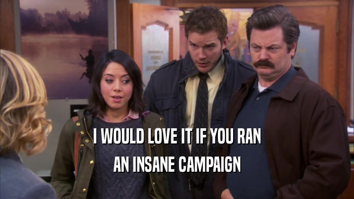 I WOULD LOVE IT IF YOU RAN AN INSANE CAMPAIGN 