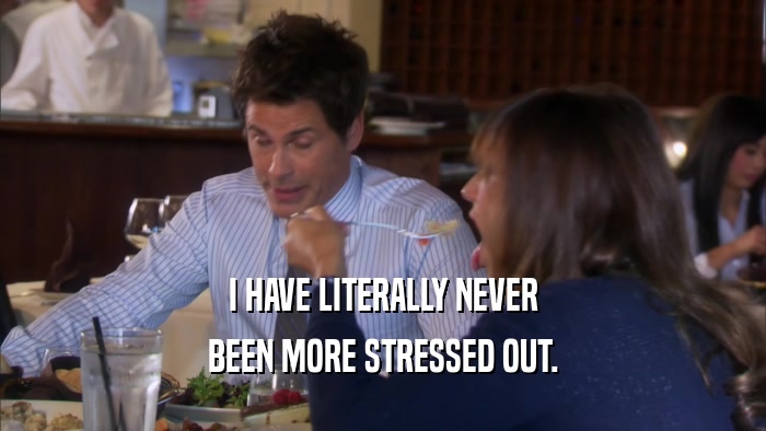 I HAVE LITERALLY NEVER BEEN MORE STRESSED OUT. 