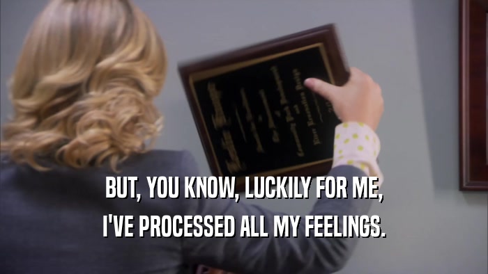 BUT, YOU KNOW, LUCKILY FOR ME, I'VE PROCESSED ALL MY FEELINGS. 