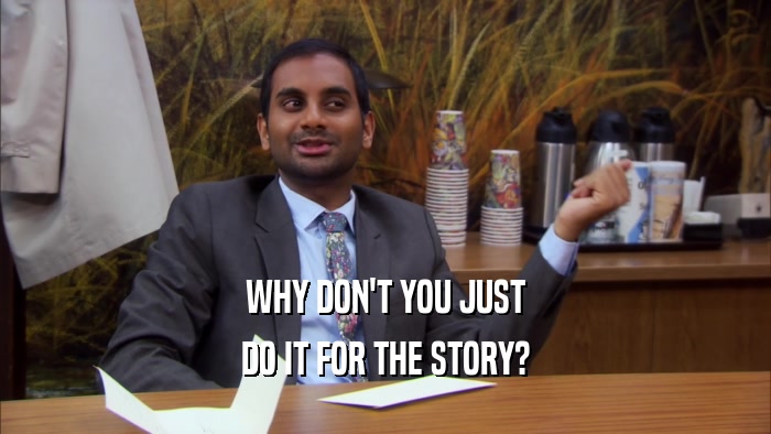 WHY DON'T YOU JUST DO IT FOR THE STORY? 