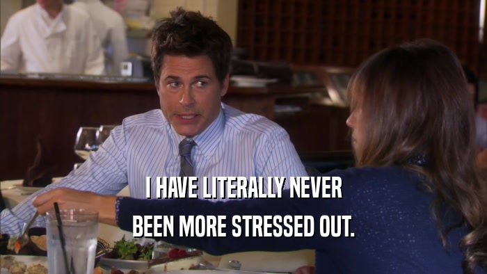 I HAVE LITERALLY NEVER BEEN MORE STRESSED OUT. 
