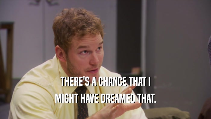 THERE'S A CHANCE THAT I MIGHT HAVE DREAMED THAT. 
