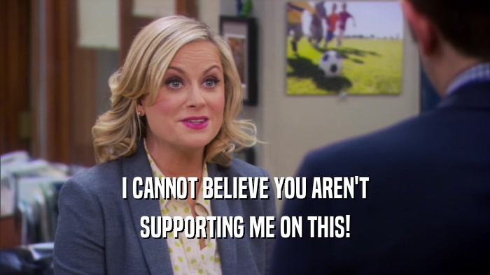 I CANNOT BELIEVE YOU AREN'T SUPPORTING ME ON THIS! 