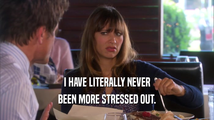 I HAVE LITERALLY NEVER BEEN MORE STRESSED OUT. 