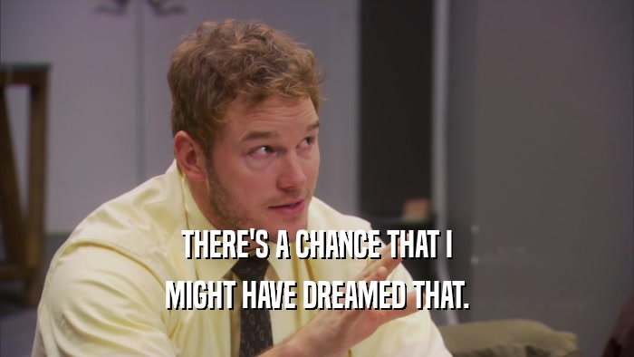 THERE'S A CHANCE THAT I MIGHT HAVE DREAMED THAT. 