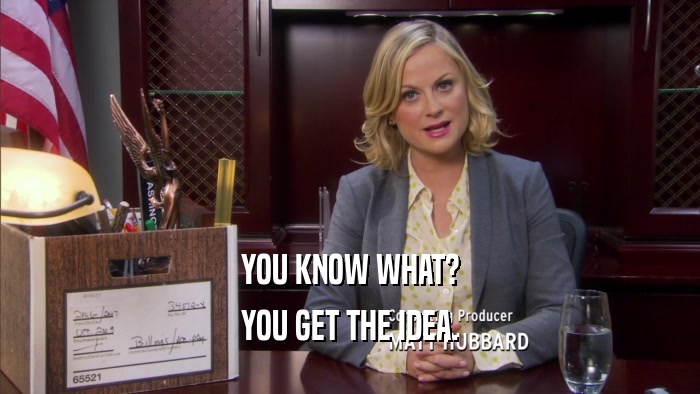 YOU KNOW WHAT? YOU GET THE IDEA. 